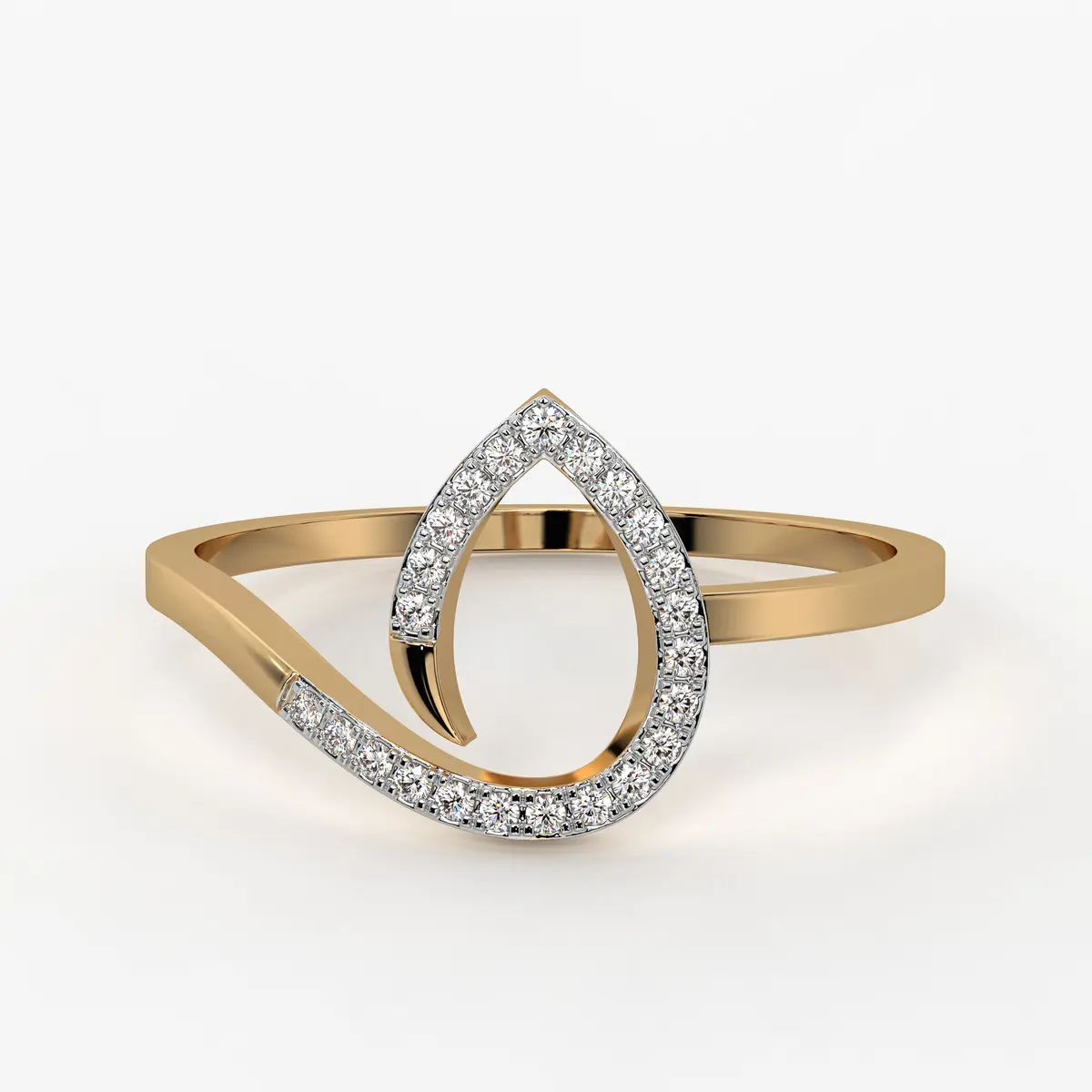 Open Teardrop Contemporary Ladies Ring